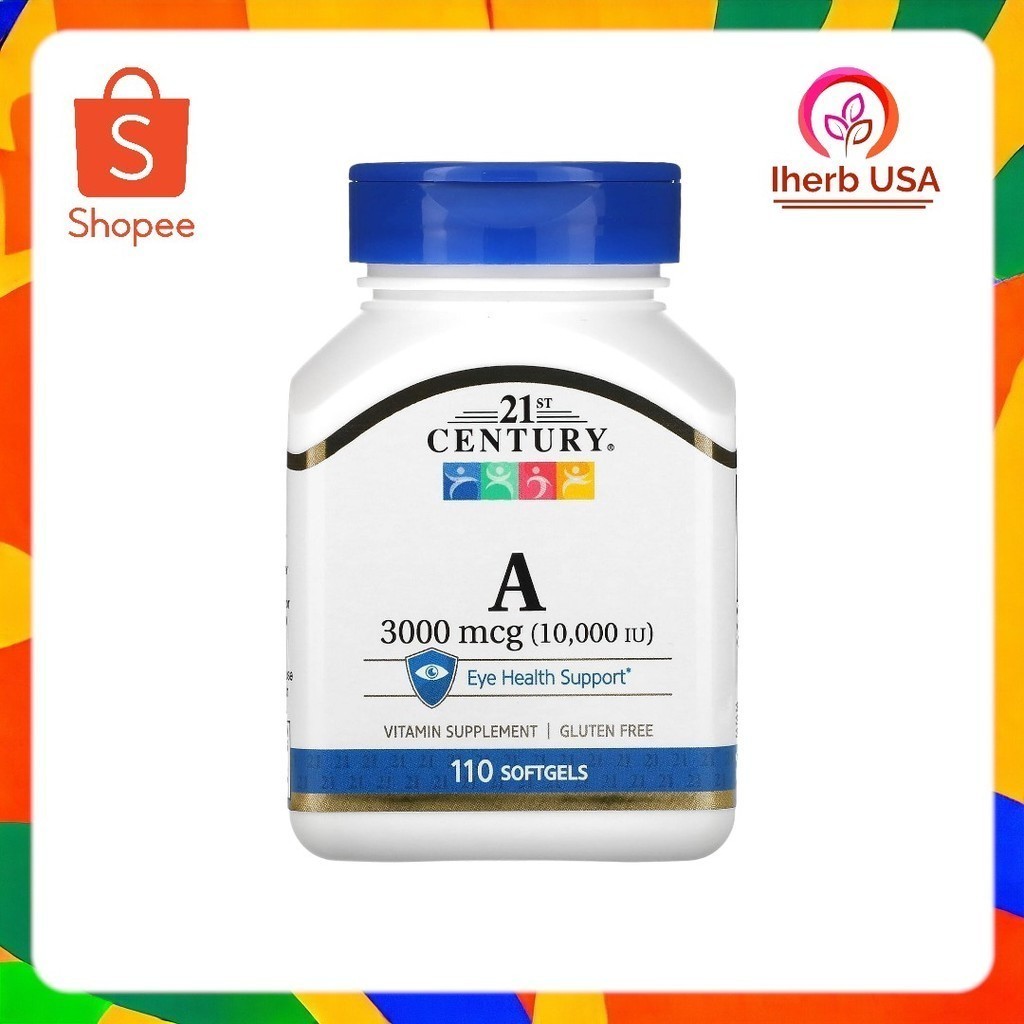 พร้อมส่ง 21st Century, Vitamin A, 3,000 mcg (10,000 IU), 110 Softgels