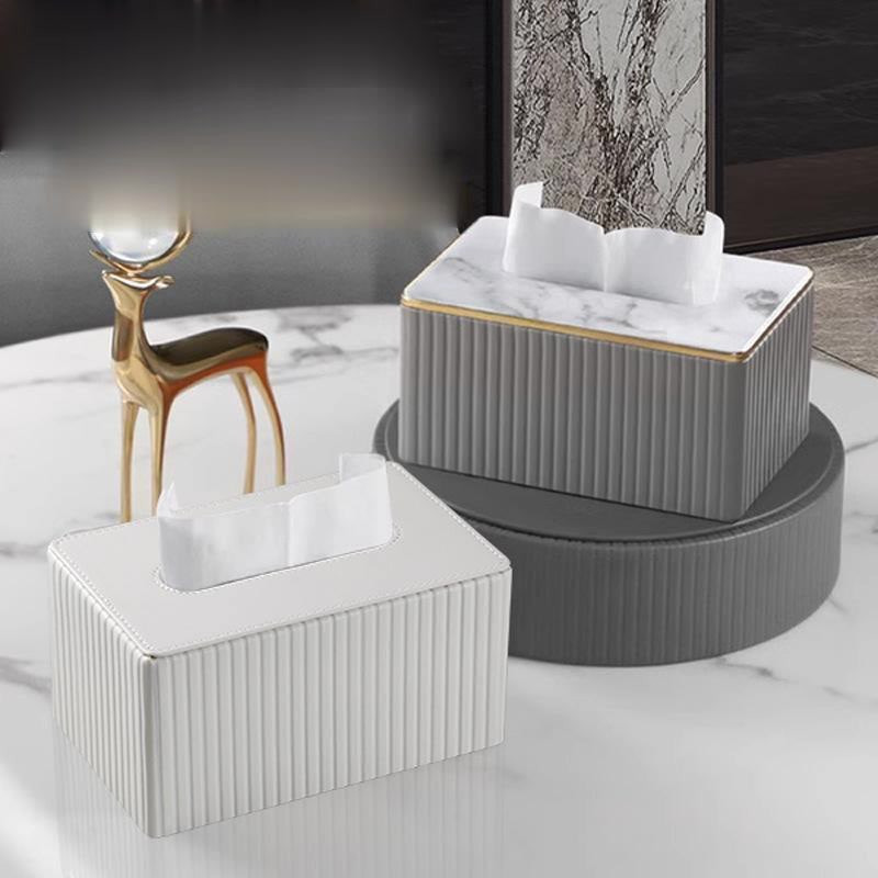 Homlife กล่องทิชชู่ ทรงยาว สไตล์โมเดิร์นลักชูรี่ Modern Luxury Modern Storage Box ขนาดใหญ่ สีขาว สีดำ หินอ่อน - MH262