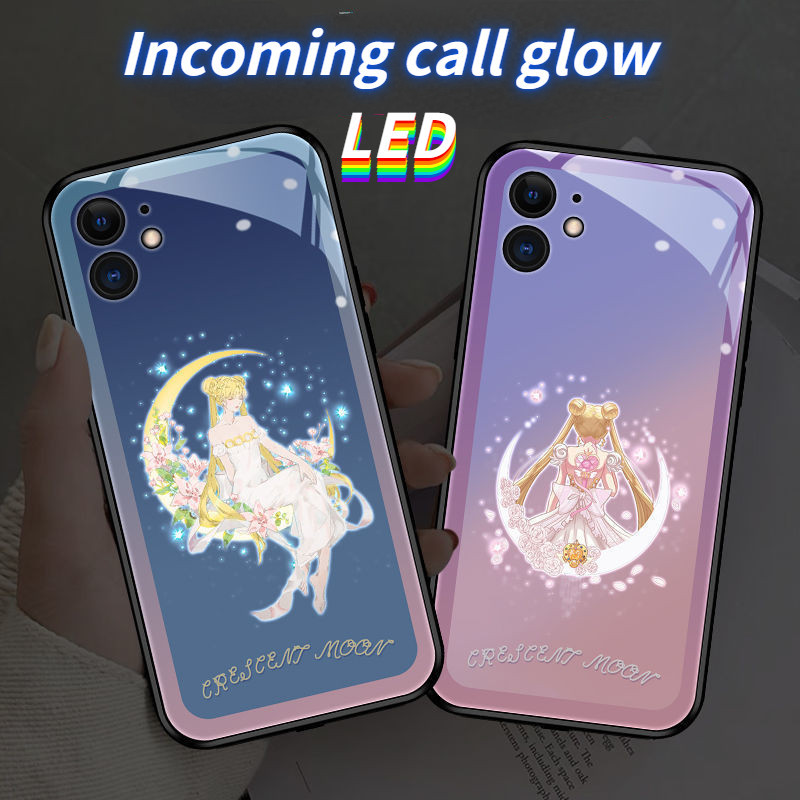 SAMSUNG เซเลอร์มูนแก้วไฟ LED เรืองแสงสําหรับSamsungเคสโทรศัพท์ProtectorฝาครอบS21+ S21ULTRA S22 S22ULTRA S20ULTRA S23ULTRA S23+ S20 S21 S20+ S22+ S10+ S24Ultra S24 + S24 + S24 + S24 + S24 + S24 + S24 + S24 Note20 + S24 + S20 + S20 + S20 + S20 + S24 Note20
