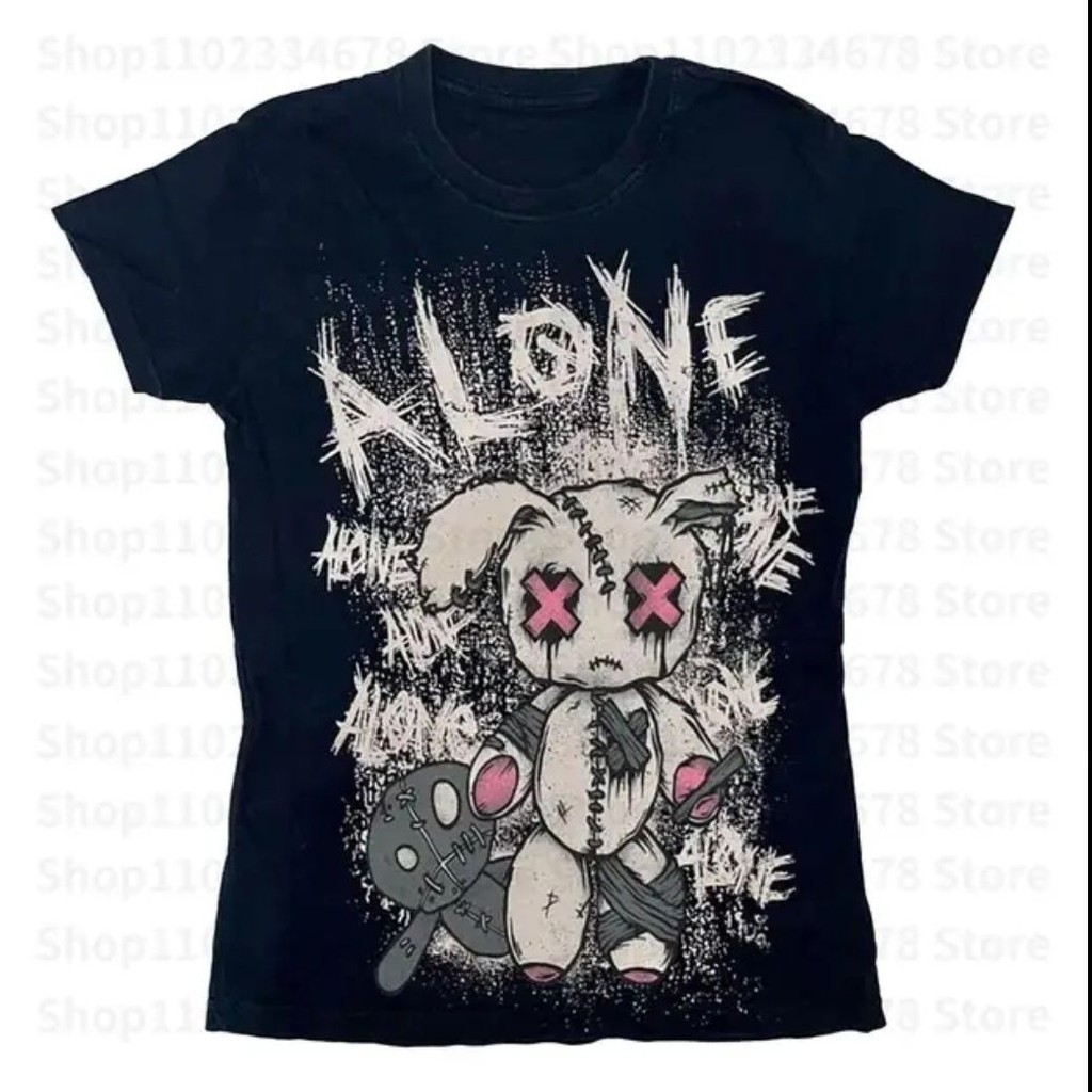 X-range Pure Cotton y2k Retro Rock เสื้อยืดแขนสั้นเอเชียวัฒนธรรมญี่ปุ่นด้านบนฤดูร้อนสไตล์ใหม่เสื้อผ้าผู้หญิงลําลอง
