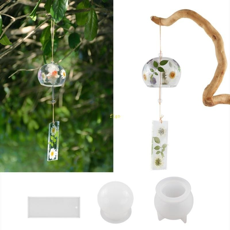 Flgo Wind Chimes แม่พิมพ์ซิลิโคนเรซินชุดอีพ็อกซี่เรซินแม่พิมพ์ญี่ปุ่นแก้ว Wind-Bell แม่พิมพ์สําหรับ DIY ตกแต่งบ้าน