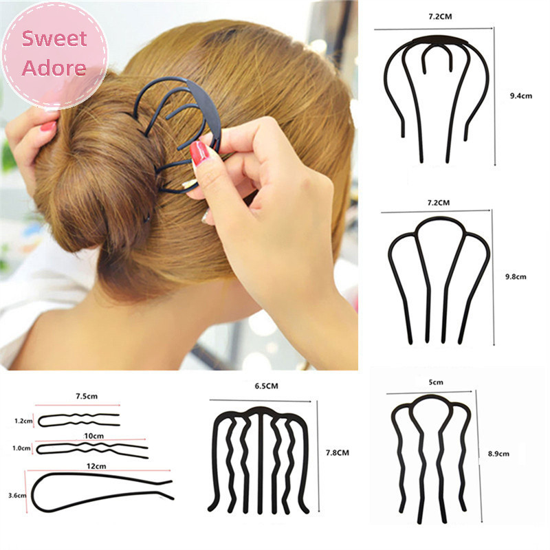 Sweetadore ผู ้ หญิงผมแทรกหวี Messy Bun ผม Pin โลหะ Wave Shape ผมส ้ อมสําหรับงานปาร ์ ตี ้ TH