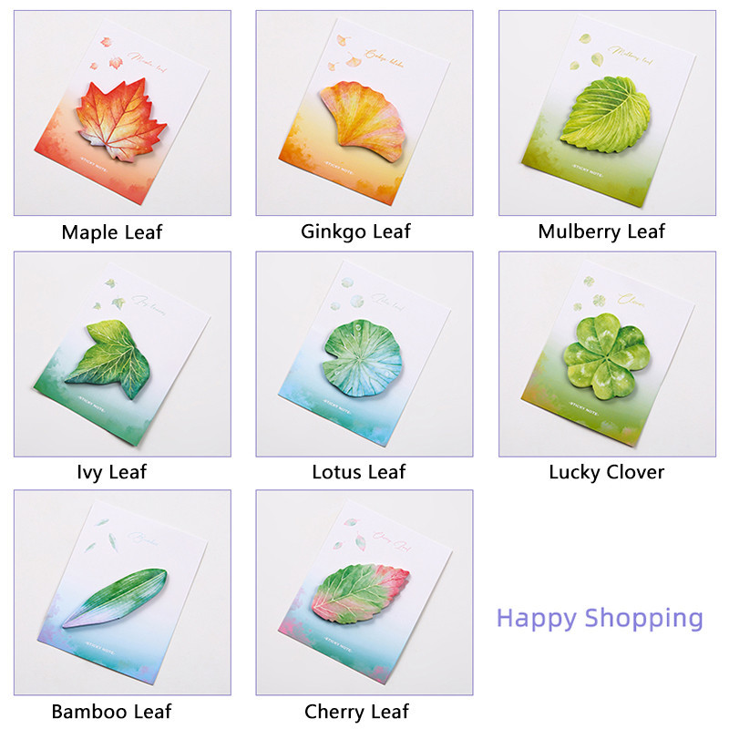 30แผ่นจําลองใบรูปร่างเหนียวบันทึกโรงเรียนสํานักงานแบบพกพาใบสไตล์แผ่นบันทึก