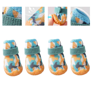 รองเท้าสุนัข 4 ชิ้น/เซ็ตสัตว์เลี้ยงสุนัขรองเท้า Paw Protectors สําหรับฤดูร้อน Hot Pavement สบายและระบายอากาศสุนัข Booties Anti-slip Shock Absorption รองเท้าสําหรับขนาดกลางขนาดเล็ก
