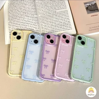 แฟชั่นคู่ปมโบว์สวยเรียบง่าย เคสไอโฟน 14 15 12 Pro Max 7Plus 13 11 Pro Max เคส Iphone 7 14 15 8 XR X XS Max SE 2020
