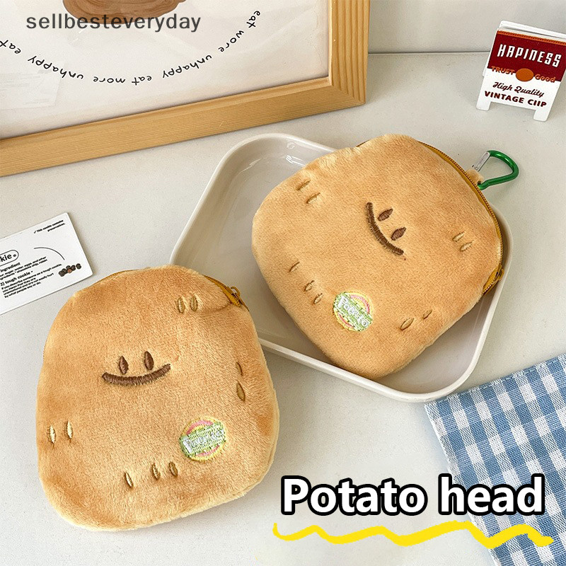 Seth น่ารักการ์ตูน Smile Potatoe กระเป๋าใส่เหรียญตุ๊กตาพวงกุญแจจี้แบบพกพากระเป๋าสตางค์หูฟังเหรียญ Lip Hairpin ซิปกระเป๋าเก็บ Vary