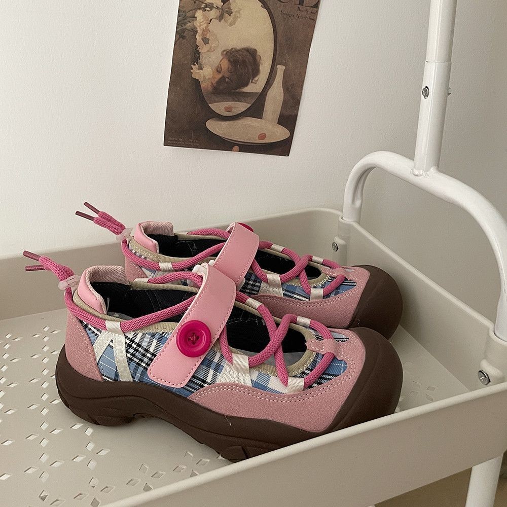 Fxdazi * บัลเล่ต์สไตล์รองเท้าผ้าใบ Big Toe น่าเกลียดน่ารักรองเท้าผู้หญิง 2024 ฤดูใบไม้ผลิฤดูร้อนสไตล์ใหม่หนา Soled Niche Design กีฬารองเท้าลําลอง Mary Jane รองเท้า
