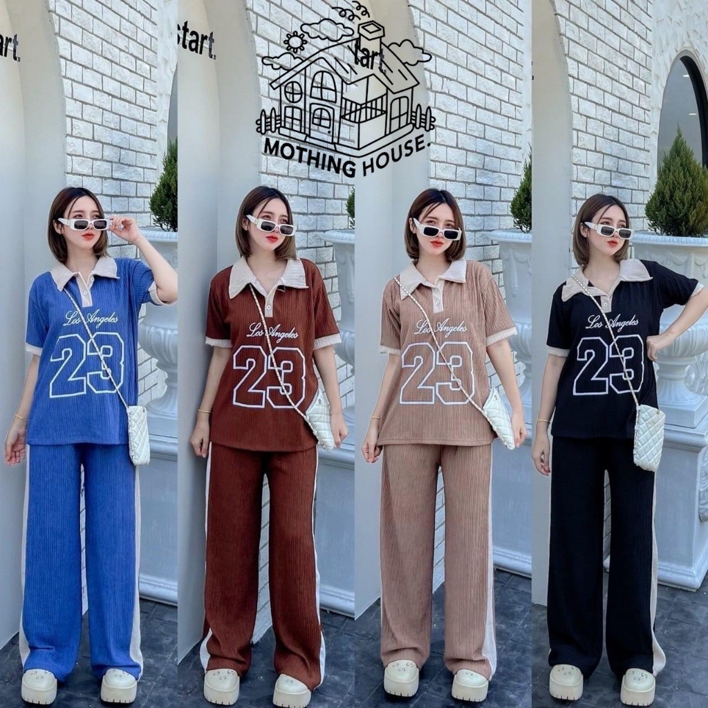 ชุดเชทแฟชั่น ผู้หญิง เสื้อ+กางเกง มาใหม่ งานสวย เท่เท่ รุ่น YF4401