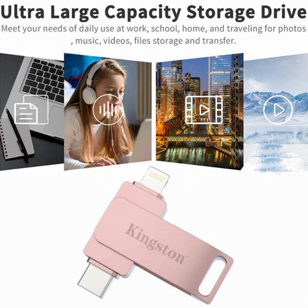 ความเร็วสูง 1TB Usb C แฟลชไดรฟ์  512GB TypeC Flash Drive สําหรับ iPhone อุปกรณ์จัดเก็บข้อมูลภายนอก - รูปที่ 3