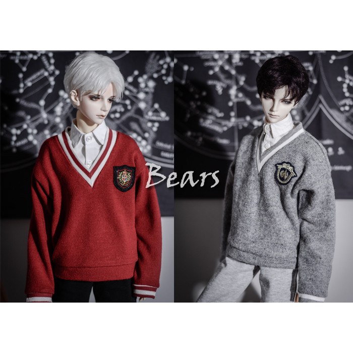 Bjd เสื้อผ้าเด็ก A208 College Badge V คอ T~2 สี 1/4 & 1/3 & ลุง & ID75