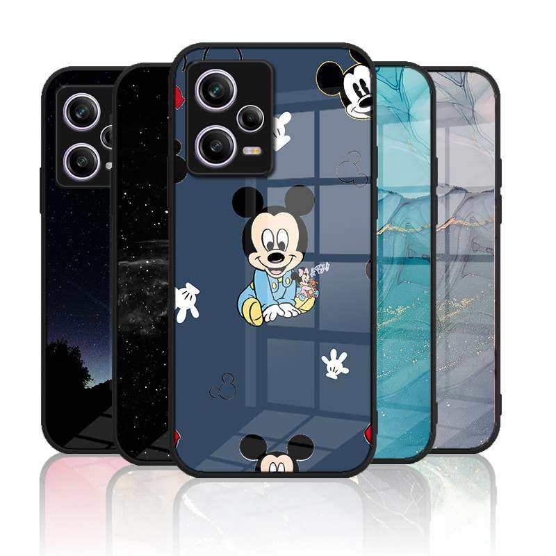 เคสกระจก Xiaomi redmi note 12 pro 5G / redmi note 12 pro 4g เคสกระจกนิรภัยฮาร์ดฝาหลังขอบซิลิคอนอ่อน