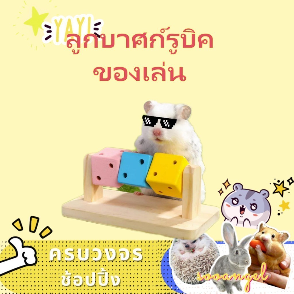 [sooangel]ลูกบาศก์รูบิกหนูแฮมสเตอร์ ของเล่นไม้ ของเล่นกัดฟัน ไม้หนูแฮมสเตอร์สีทอง ไม้เนื้อแข็ง ของเล่นสีสันสดใส