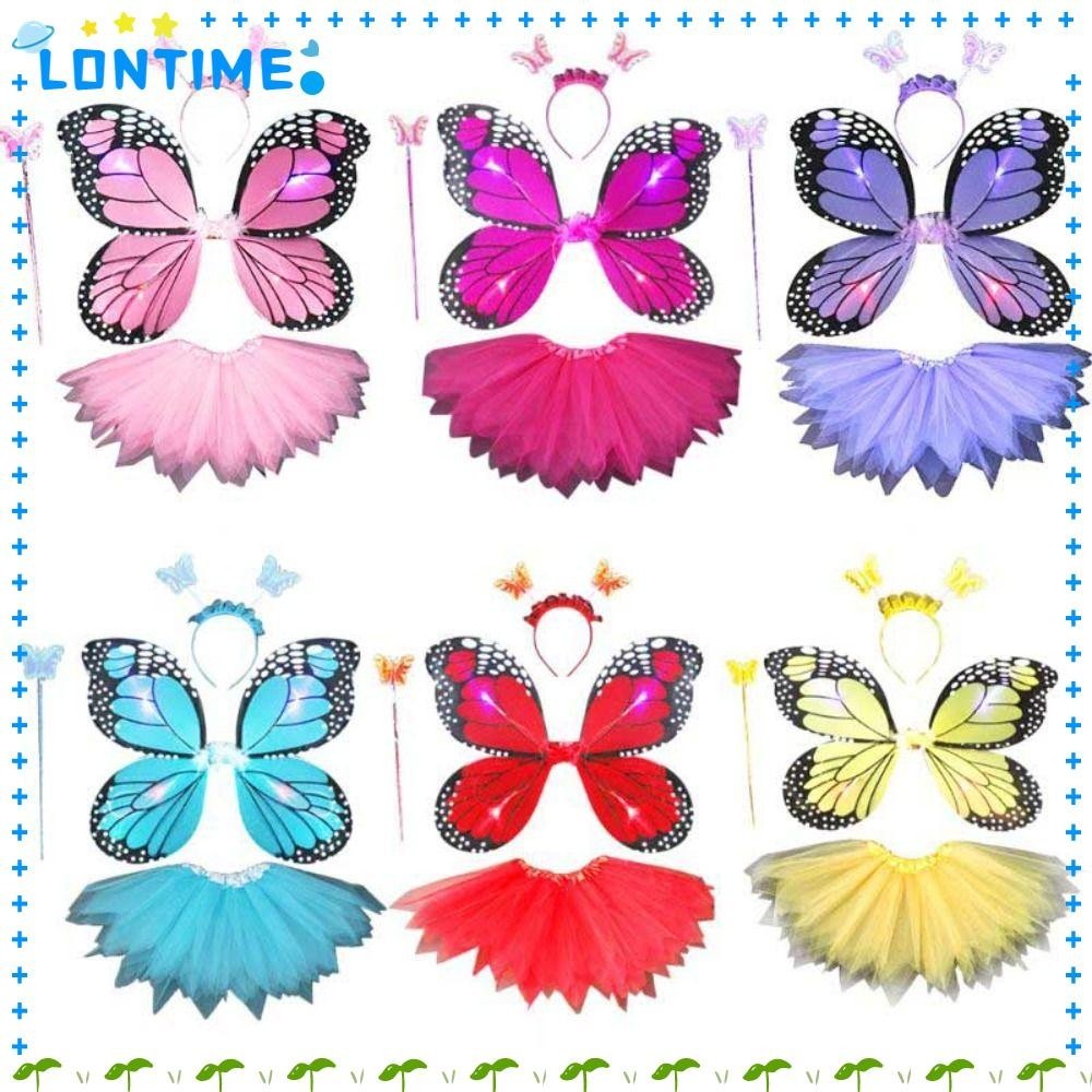 Lontime เด็กเครื่องแต่งกาย Props, 2-8 ปีจําลองผีเสื้อปีกผีเสื้อชุด,น่ารักของขวัญฮาโลวีน Tutu กระโปรงเจ้าหญิง Fairy ชุดเครื่องแต่งกายหญิง