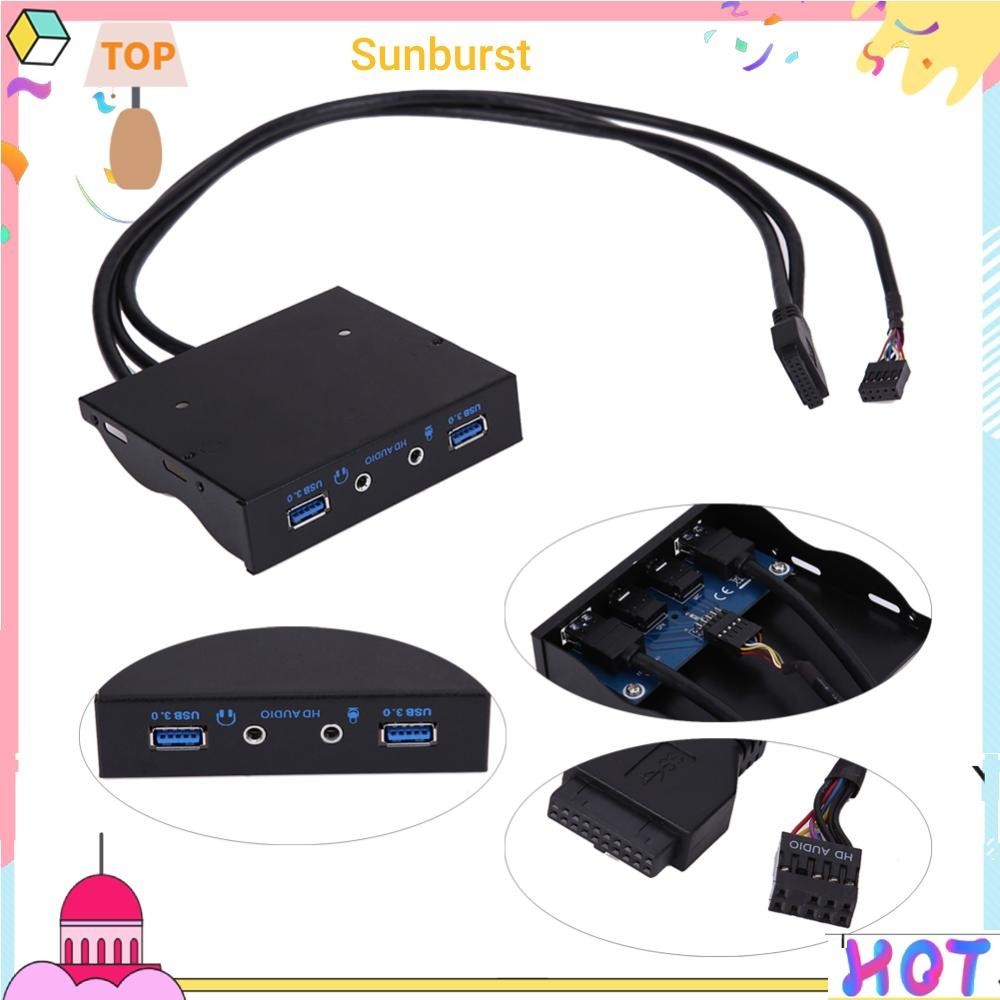 3.5" 20Pin to 2 USB 3.0 Port HUB + HD Audio PC Floppy Expansion Front Panel [Sunburst11.th]