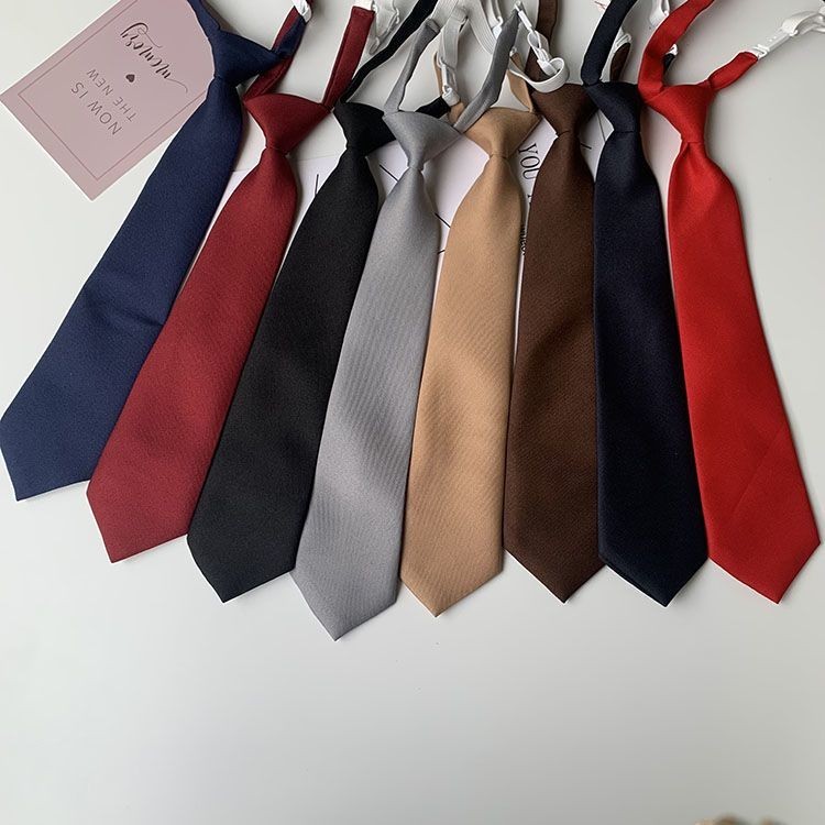 สีดํา jk Sweet Cool เน็คไทขนาดเล็กผู้ชายผู้หญิง tb ฟรีผูกโบว์ขี้เกียจนักเรียนขี้เกียจสีทึบผูกอินเทรนด์