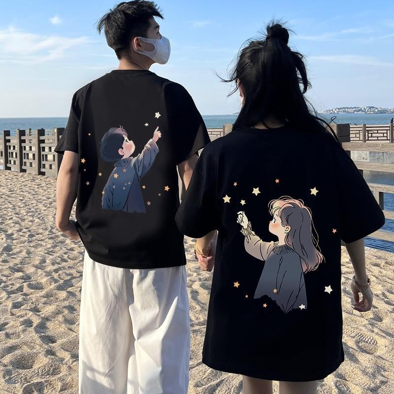【ส่งจากไทย】เสื้อลําลอง ทรงหลวม แฟชั่นสไตล์อเมริกัน cute สําหรับคู่รัก T-shirt Women Lady