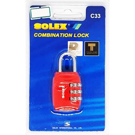 ออโต้ล็อค กุญแจรหัส Solex รุ่น C33 ล้อค3รหัส ไม่ต้องใช้กุญแจ งานแข็งแรงมาก!!! ***ตัวเรือนทำจากอัลลอย