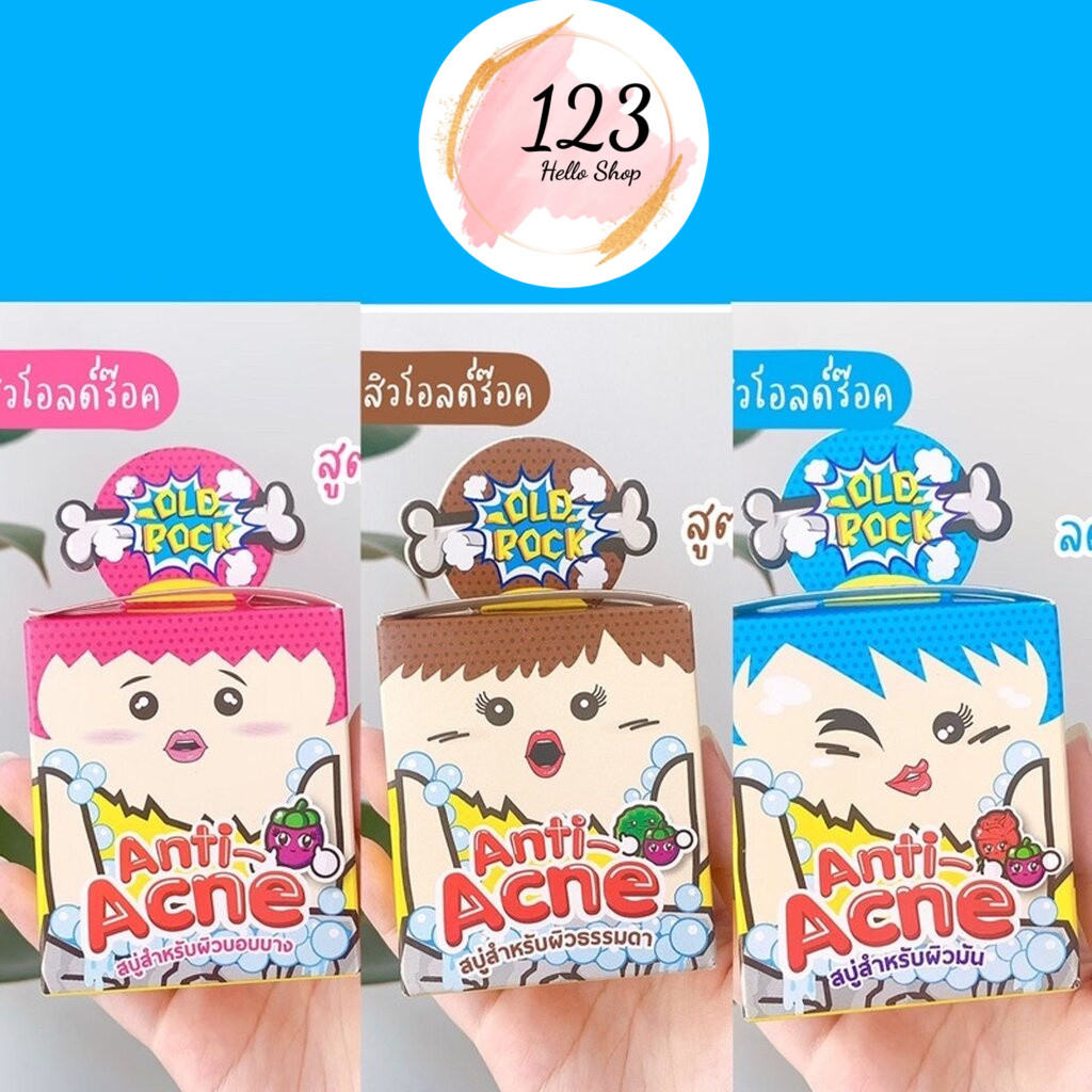 (1ก้อน) Oldrock Anti-Acne Bar Soap For Skin 40 กรัม สบู่มี 3 สูตร ✨