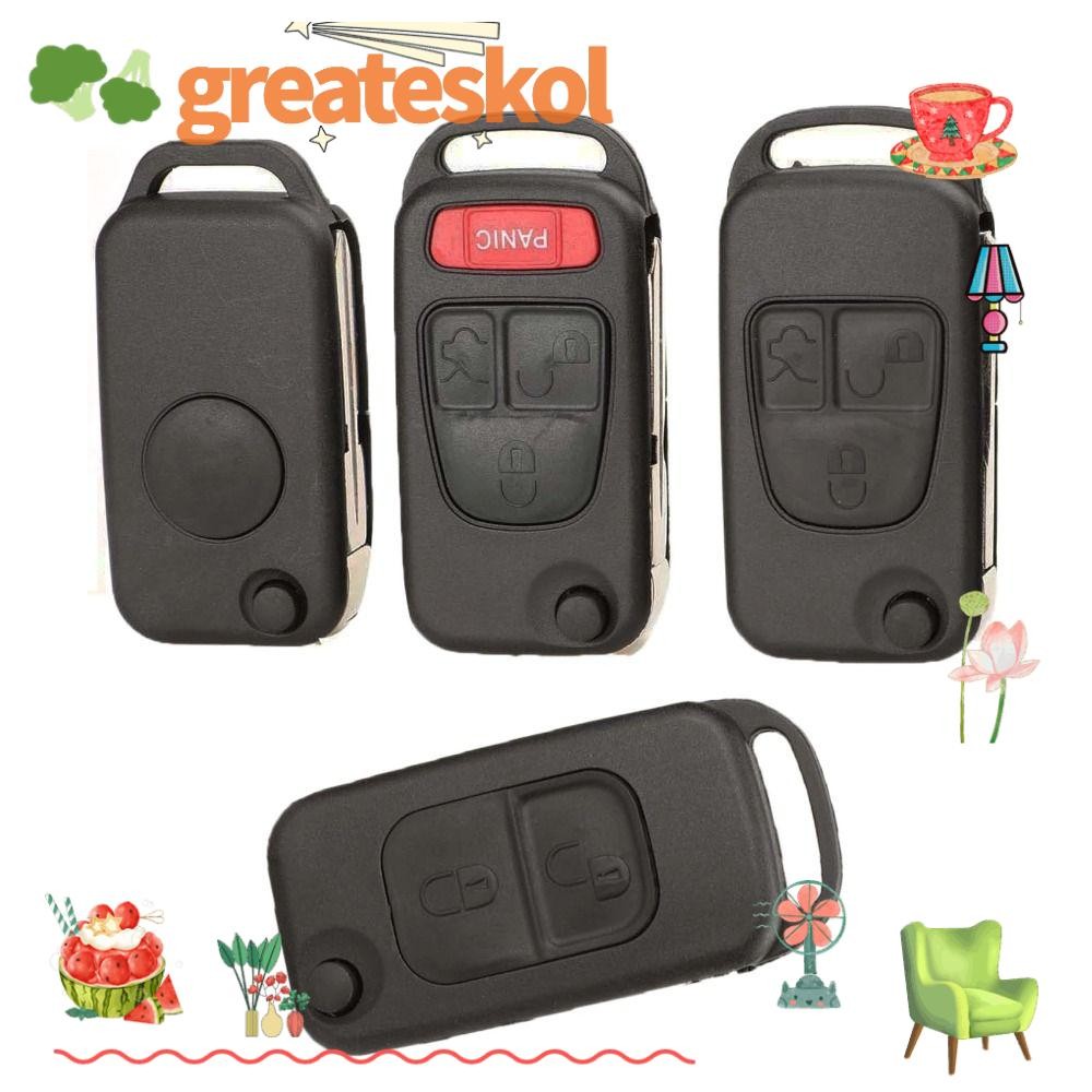 Greateskol กุญแจรีโมท, HU39 HU64 พับกุญแจรถ,อุปกรณ์พลิก 1/2/3/4 ปุ่ม Key Shell สําหรับ Benz B200 A16