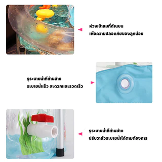👶COD💦สระว่ายน้ำทารกใสทรงสูง สระน้ำเด็ก ฝึกลอยตัว แถมฟรีอุปกรณ์ครบชุด และห่วงยางสวมคอ รุ่นใหม่