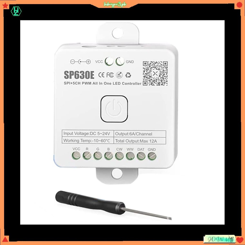 Hzhaiyaa3.ph 1 PCS SP630E Bluetooh LED Controller พลาสติกสีขาวรองรับ PWM Monochrome CCT RGBW RGBCCT 