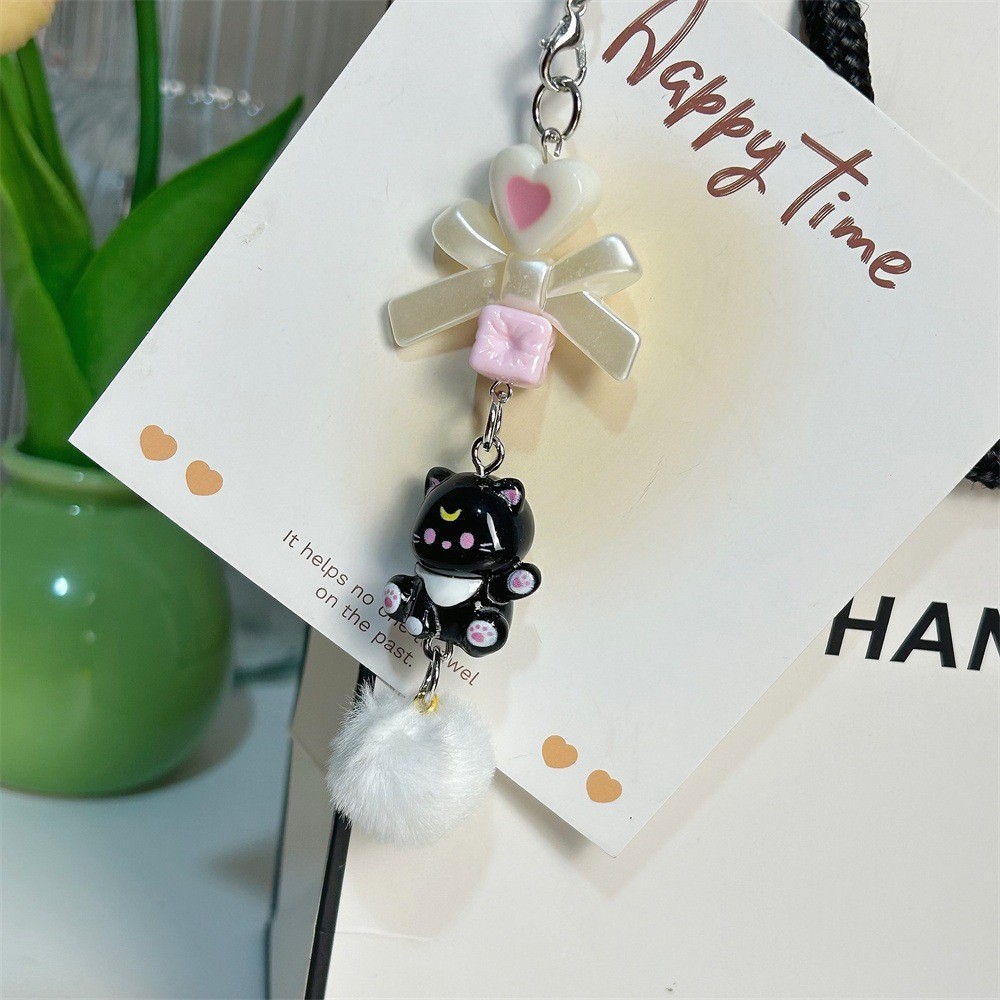 พูด สวัสดีลูกแมว แฮร์บอล จี้ลูกปัดพวงกุญแจการ์ตูนน่ารักแมวกุทัณฑ์โทรศัพท์โซ่เชือกเส้นเล็กกระเป๋าจี้ตกแต่งของขวัญเพื่อน - รูปที่ 7