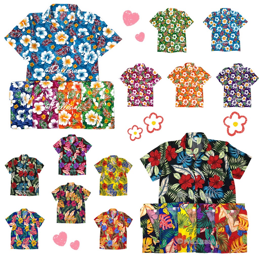 ครบไซส์ S-4XL เสื้อลายดอกสงกรานต์ สีสันสดใส เสื้อเชิ้ตฮาวาย ลายดอก ลายใบไม้  HW290 HW300