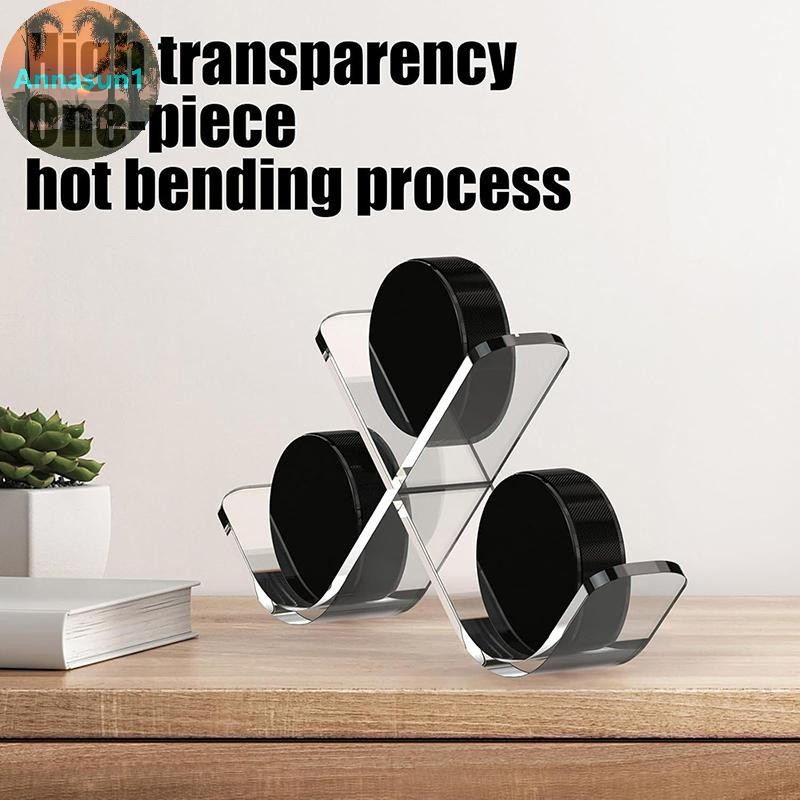 Annasun Hockey Puck Display Case อะคริลิค Triple Hockey Puck ขาตั้งจอแสดงผลกีฬาสําหรับ 3 Pucks Hocke