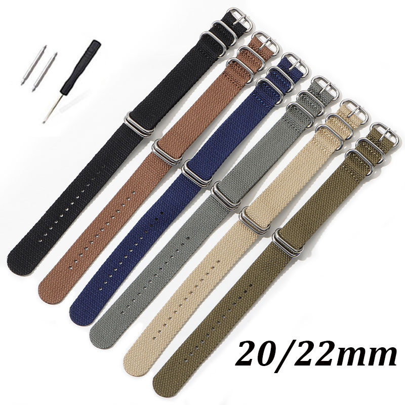 นาโต้ไนลอนผ้าลินินสายนาฬิกา ซูลู ผ้าใบทอสายนาฬิกา20มิลลิเมตร22มิลลิเมตรถักนาฬิกาสร้อยข้อมือชิ้นเดียวห่วงสายนาฬิกาข้อมือกีฬาสไตล์ทหารข้อมือเข็มขัดสากลข้อ