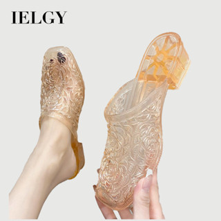 IELGY คริสตัลนิ้วเท้ารองเท้าแตะเจลลี่ใสลําลองผู้หญิงแฟชั่นฤด…