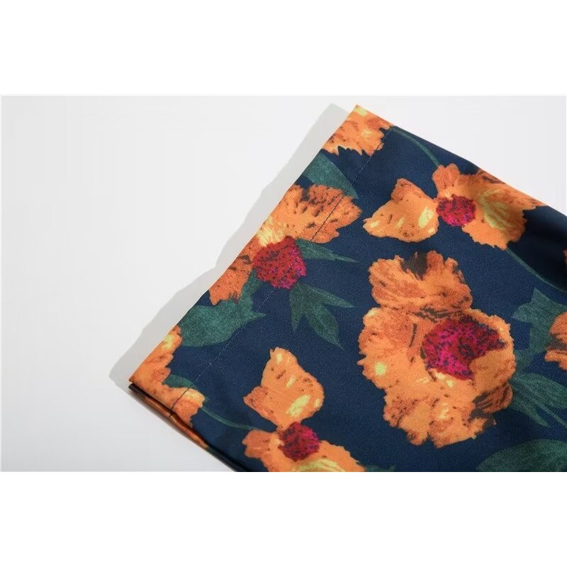 ภาพสีน้ํามัน ย้อนยุค บาล์ม พิมพ์เสื้อสไตล์ฮ่องกงแขนสั้นเสื้อขี้เกียจ