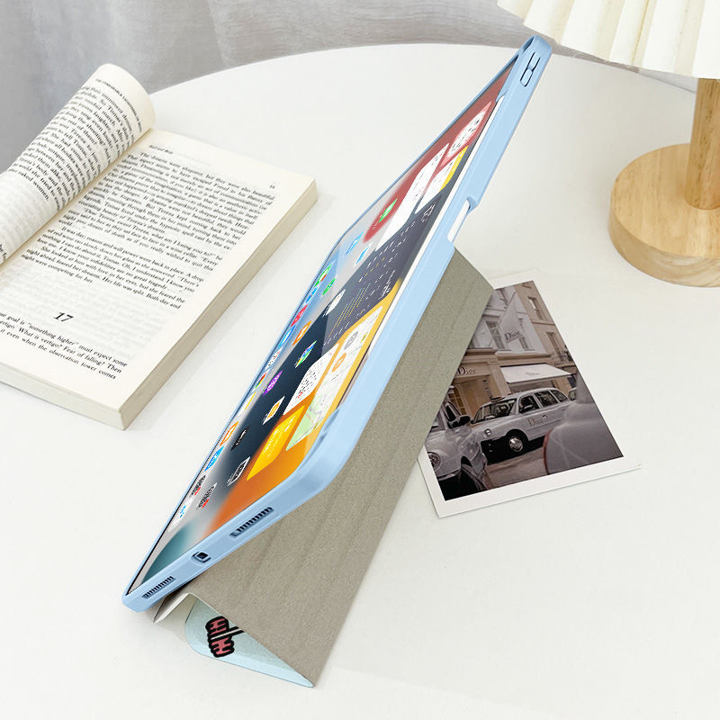 สําหรับกรณี iPad Air 7 M3 2025 Pro 11 2024 Air 6 5 4 10.9 11th A16 10th 9th 8th Gen 7th 10.2 Mini 6 7 กรณี Blue Line Puppy พร้อมที่ใส่ดินสอ 720° การหมุน - รูปที่ 7