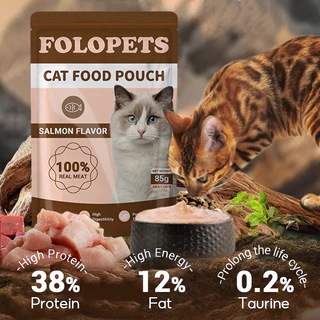 FOLOPETS แมวเปียก 85g ถุงอินทรีย์ธรรมชาติสดอาหารแมวอาหารเปียกอาหารแมวสําหรับขนมปังทั้งหมดแมว 4 รสชาติ