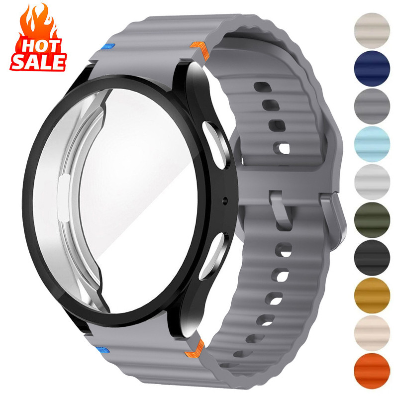 เคส + สายรัดสําหรับ Samsung Galaxy Watch 7 6 40/44 มม.ซิลิโคนสร้อยข้อมือหน้าจอฟิล์ม TPU Case Protector ฝาครอบกันชนสําหรับนาฬิกา Galaxy