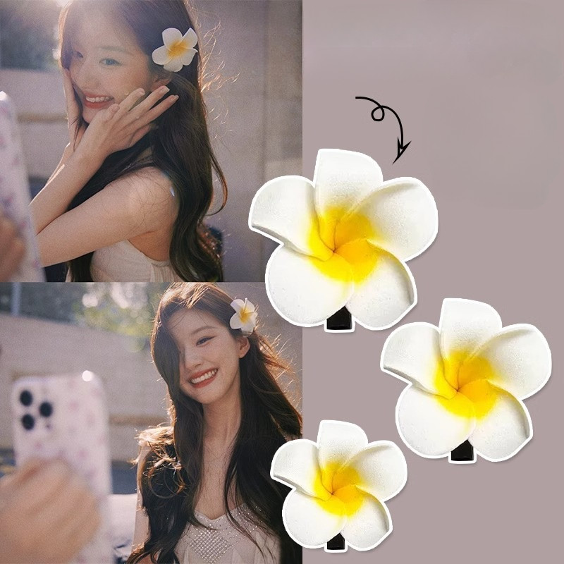 ผู้หญิง Plumeria ดอกไม้คลิปผมสาว Aesthetic Hairpins ไข่ดอกไม้ Barrette ฮาวายงานแต่งงานกระเป๋าอุปกรณ์เสริมผม
