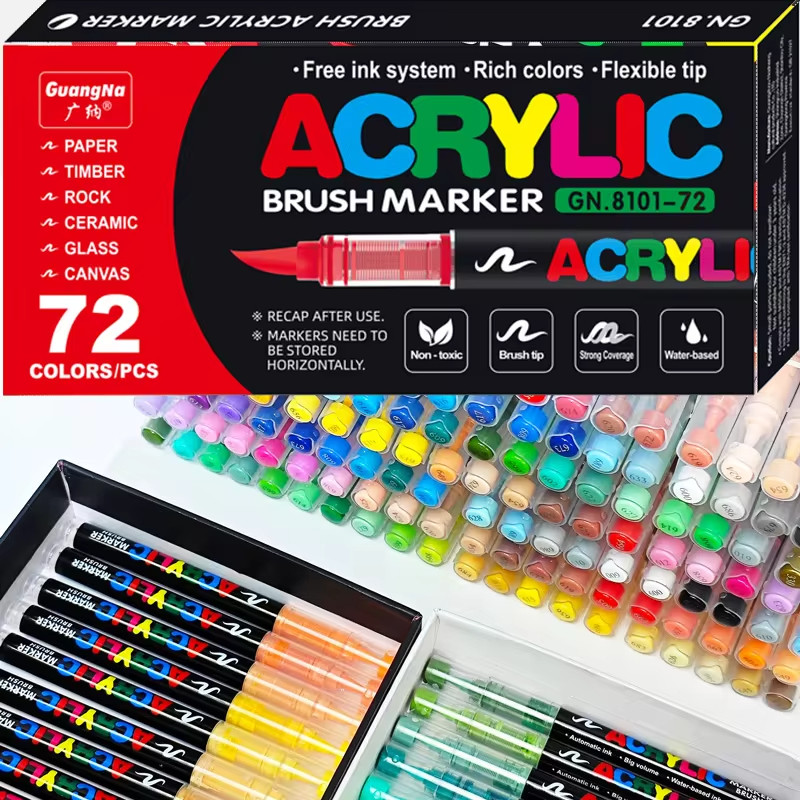 Gn8101 168สีชุดเครื่องหมายอะคริลินุ่มแปรงเคล็ดลับปากกาชุดร็อคจิตรกรรมงานฝีมือไม้ผ้าใบทําเองของขวัญอุปกรณ์ศิลปะ