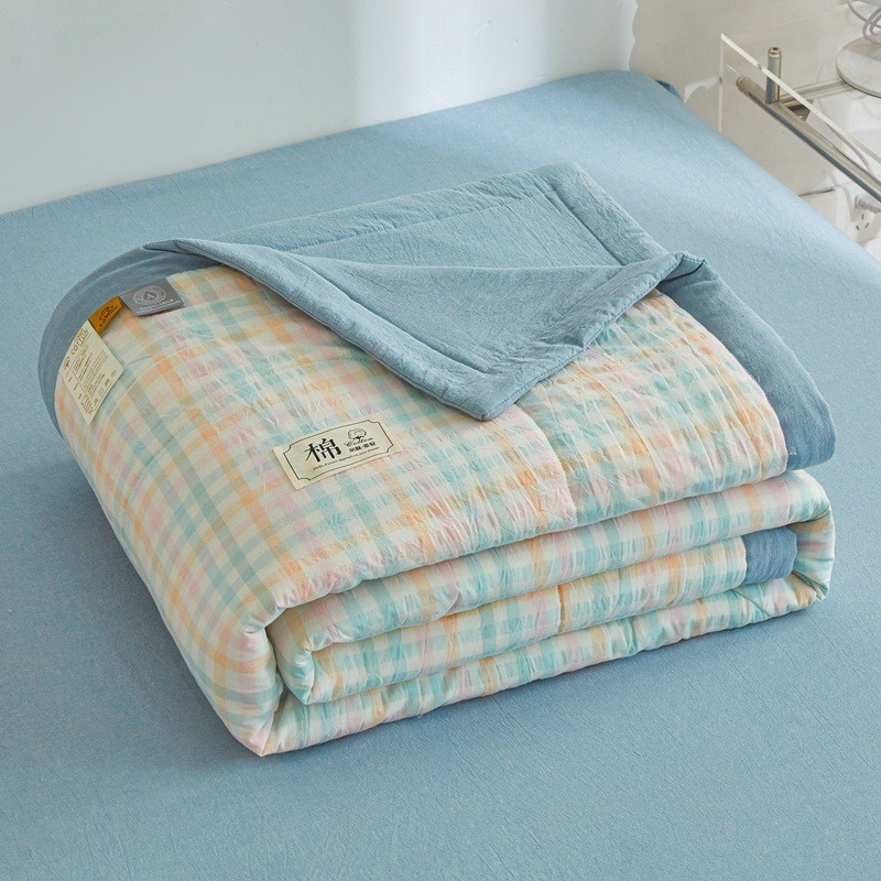 ลายตาราง ผ้าห่มผ้าฝ้ายญี่ปุ่น ผ้าห่มนวมนุ่ม ผ้าห่มใยถั่วเหลืองญี่ปุ่น 5 ฟุต/6 ฟุต/6.5 ฟุต