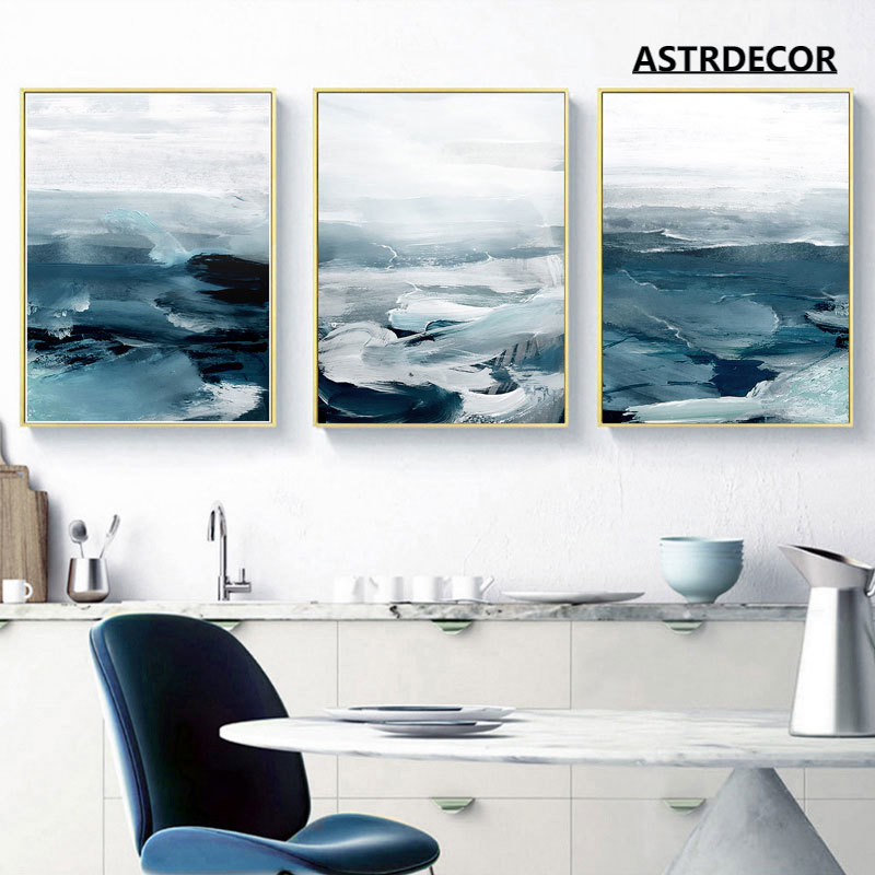 Abstract Ocean Landscape Wall Art Canvas Painting Minimalist Nordic Poster print Decorative Picture for Living Room Home Decor