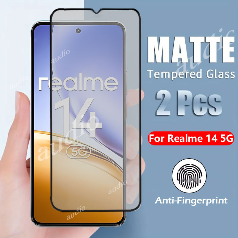 Realme 14 14t 5Gคลุมทั้งหมดMatteกระจกนิรภัยสําหรับRealme 14 14t Realme14 realme14t 5G AntiFingerprin