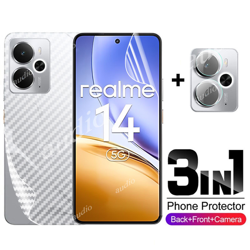 Realme 14 14t 5G 3in1 ด้านหน้าด้านหลังเลนส์Hydrogelฟิล์มสําหรับRealme 14 14t realme14t 5Gสมาร์ทโฟนป้