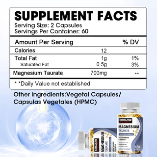 magnesium Taurate 120แคปซูล แมกนีเซียมทอเรต ส่งเสริมการนอนหลับ สุขภาพประสาท