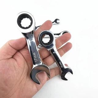 จัดส่งจากประเทศไทยBLOOMZO 1 ชิ้น Stubby ประแจเดี่ยว, 72 ฟัน 6-19 มม. Ratchet Socket Spanner, ด้ามสั้นเหล็ก Reversible Combination Nut Repair เครื่องมือ
