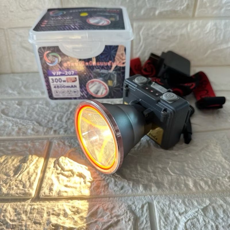 ไฟฉายคาดหัว LED 300W VJP207 ไฟฉายแรงสูง ไฟฉายพกพา  สวิตซ์เปิดปิดแบบสัมผัส