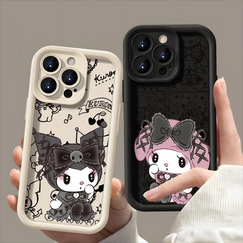 Kawaii my melody Kuromiเคสโทรศัพท์สําหรับiPhone 13 12 11 Pro X XR XS Max 8 7 6 Plus Soft TPUปกหลัง