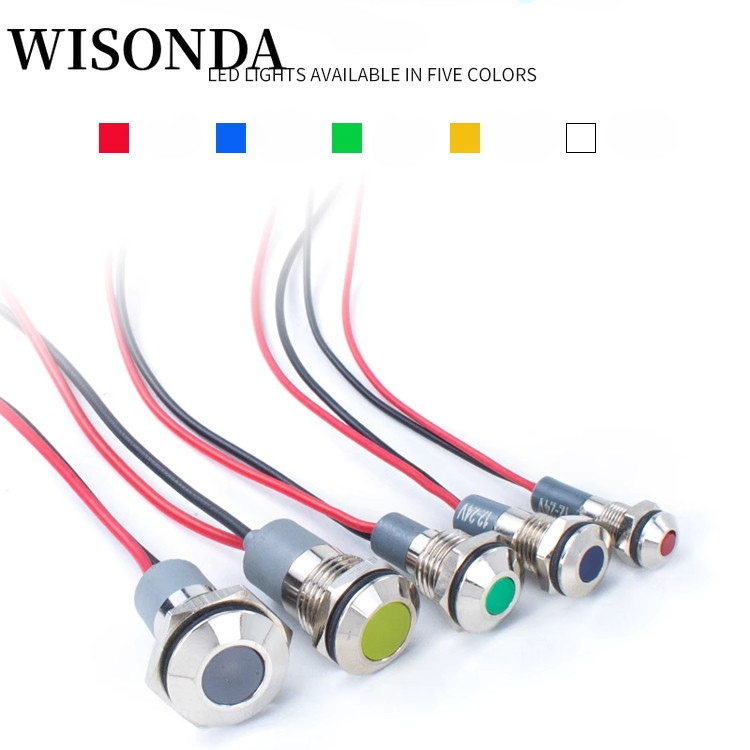 สวิตช์ไฟสัญญาณเตือน LED IP67 3V 5V 12V 220V โลหะ ขนาด 6 มม. 8 มม. 10 มม. 12 มม. 16 มม. 22 มม. กันน้ํา สีแดง ฟ้า ขาว