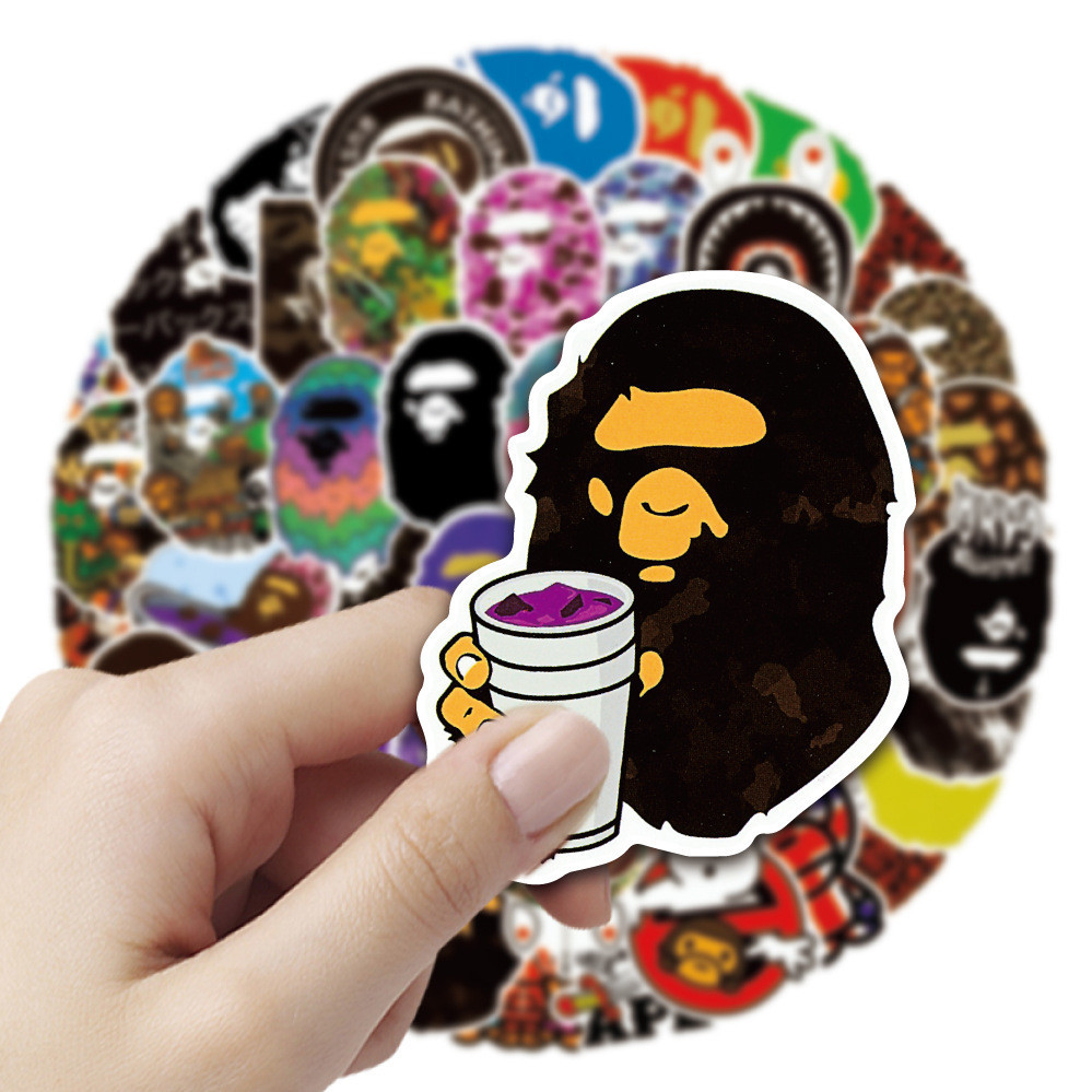 INS STICKER A BATHING APE BAPE อะเบทธิงเอพ coke 50แผ่น กันน้ำ สติ๊กเกอร์ ใช้ซ้ำได้  โทรศัพท์มือถือ