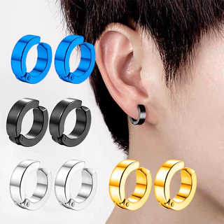 1 คู่ แฟชั่น คลิปหู ไม่เจาะ ต่างหูปลอม สําหรับผู้ชาย วงกลม ต่างหูกลม พังก์ร็อค สไตล์ เครื่องประดับ ของขวัญ