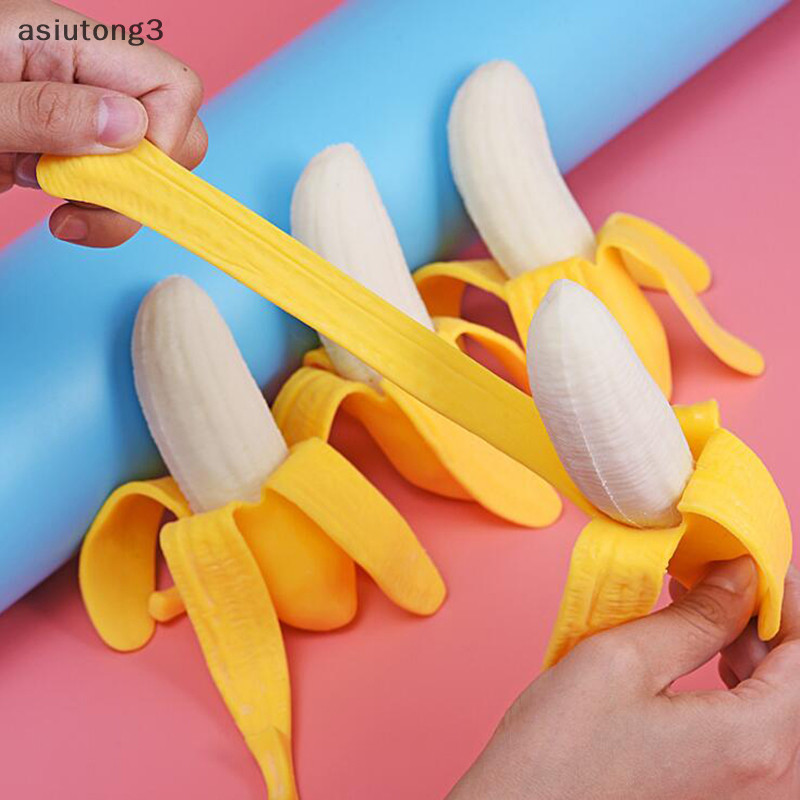 [asiutong3] ของเล่นบีบสกุชชี่ รูปกล้วยจําลอง ยืดหยุ่น คลายเครียด
