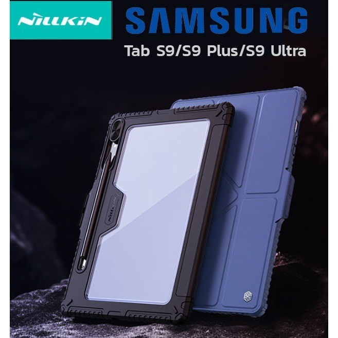 พับจีบ Y NILLKIN งานแท้ หนัง PU กันกระแทก แบบสไลด์ได้ สําหรับ Samsung Galaxy Tab S7 S8 S9 S10 S7FE S9FE PLUS FE 008
