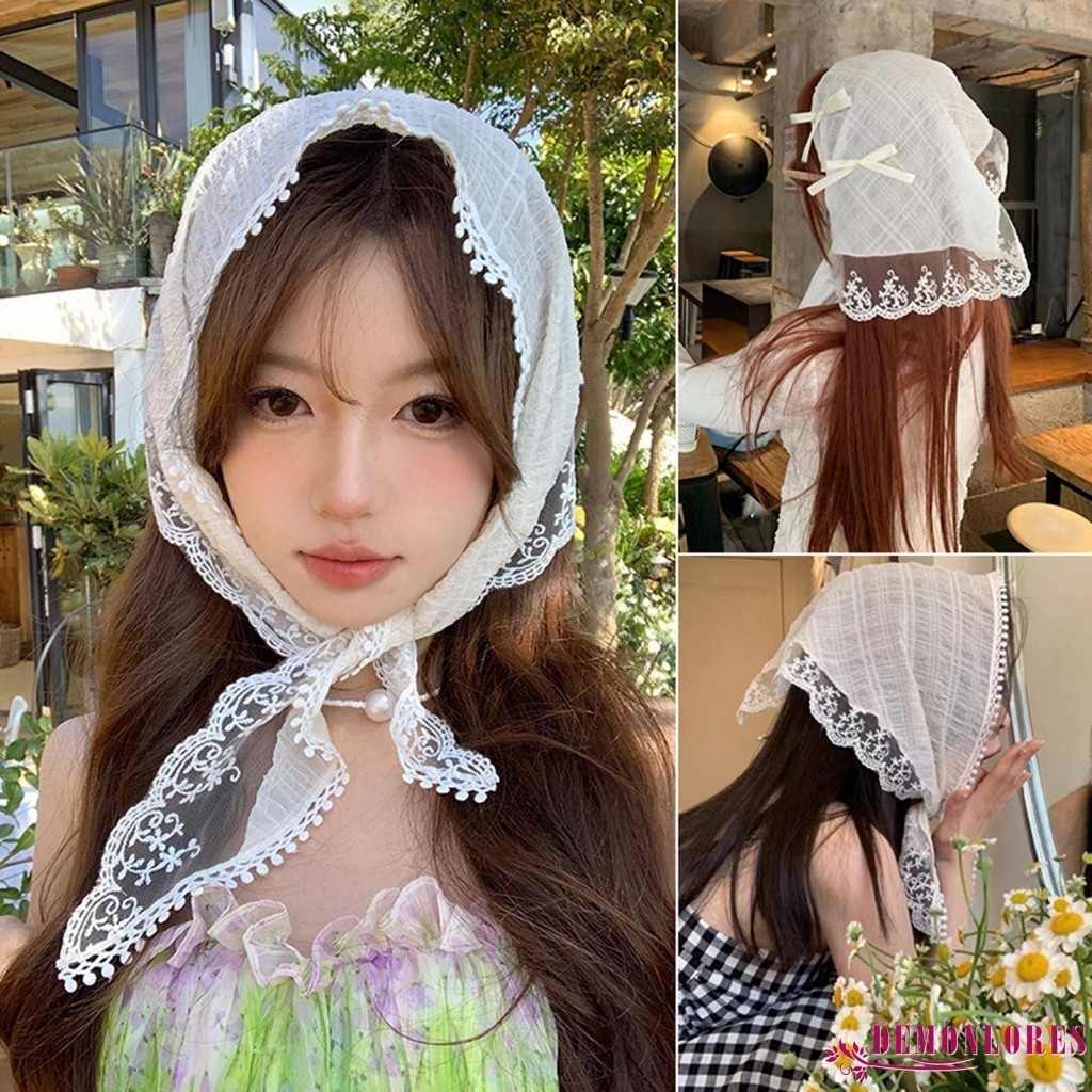 ปีศาจ-ผู้หญิงแถบคาดศีรษะลูกไม้ยืดหยุ่นกว้างยืดหัวลูกไม้ครอบคลุมสําหรับถ่ายภาพท่องเที่ยว